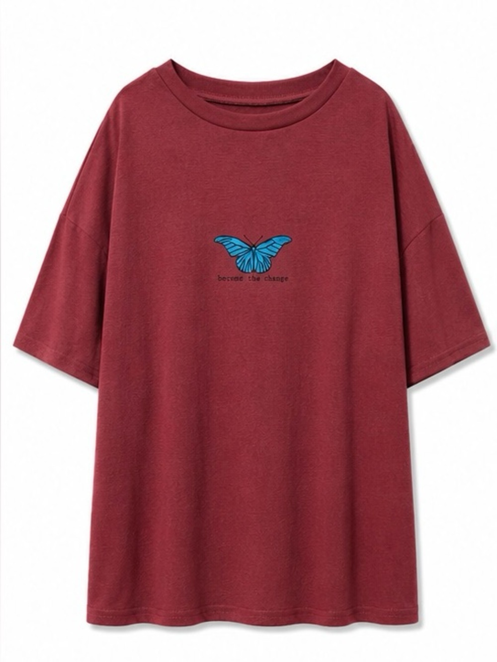 SHEIN Burgundy Crewneck Tee